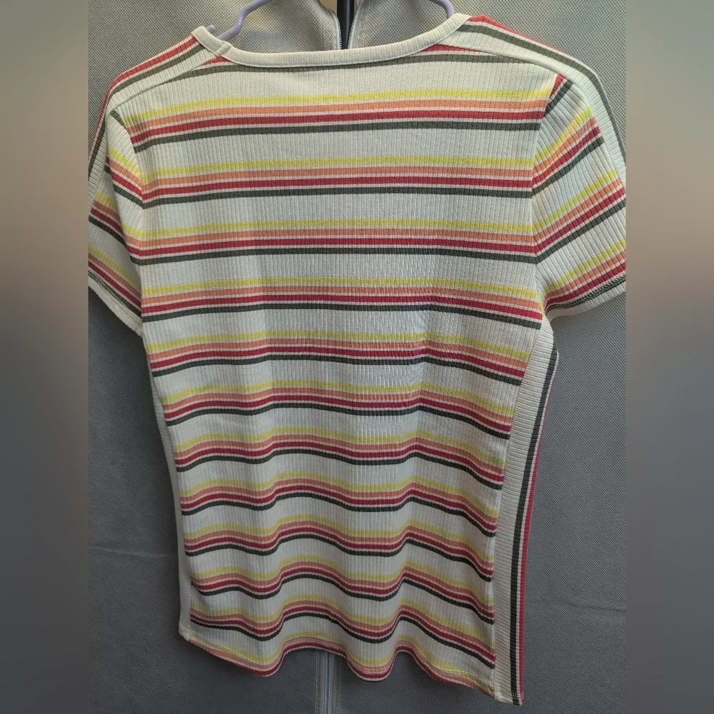 Talbots Multicolor Striped Ribbed Tee - Picture 2 of 2